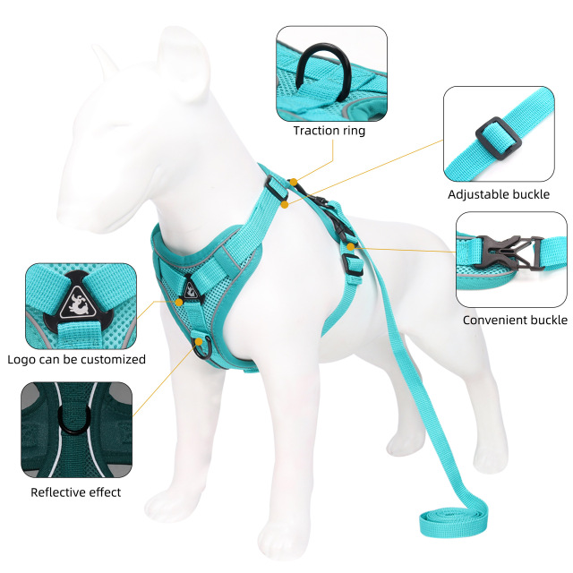 LOS ANDES Dog Harness No Pull Adjustable Pet Harness Front Clip Breathable Safe Dog Vest Reflective Easy Control Harness for Small Medium Dogs