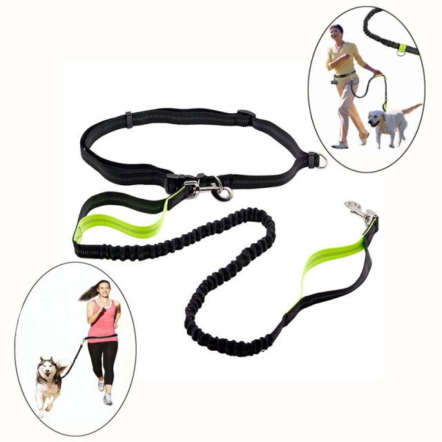 LOS ANDES Hands Free Dog Leash for Running Walking Training Hiking, Reflective Bungee, Adjustable Waist Belt, Shock Absorbing, Ideal for Medium to Large Dogs