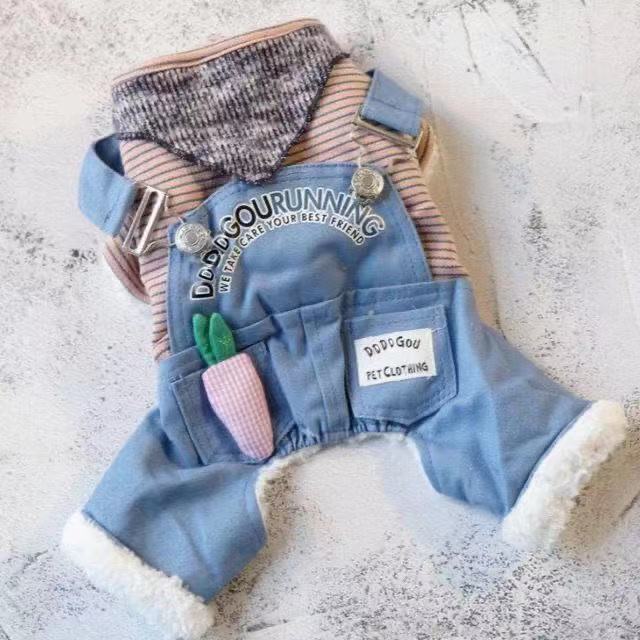 LOS ANDES Dog Denim Costumes Dog Clothes for Small Dogs Winter Puppy Jean Jacket Sling Costumes Little Puppy Sweater Pet Jumpsuits Cat Coats