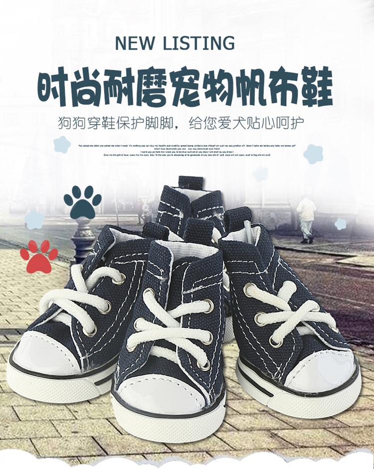 LOS ANDES Pet Dog Shoes, Puppy Canvas Sport Shoes Sneaker Boots, Non Slip Causal Shoes Dog & Cat Paw Protective Cover for Outdoor Walking, Sports and Hot Pavement, 4pcs