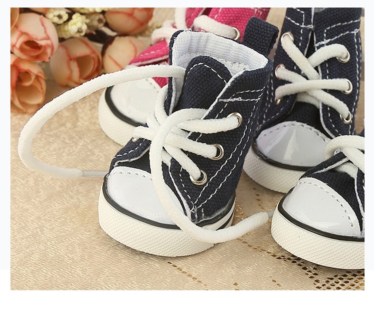 LOS ANDES Pet Dog Shoes, Puppy Canvas Sport Shoes Sneaker Boots, Non Slip Causal Shoes Dog & Cat Paw Protective Cover for Outdoor Walking, Sports and Hot Pavement, 4pcs