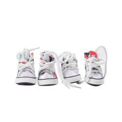 LOS ANDES Pet Dog Puppy Canvas Sport Shoes Sneaker Boots, Outdoor Nonslip Causal Shoes, Rubber Sole+Soft Cotton Inner Fabric, 4pcs