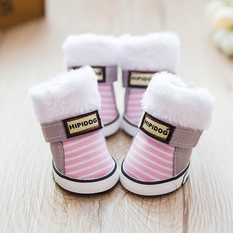 LOS ANDES Warm Winter Little Pet Dog Boots Skidproof Soft Snowman Anti-Slip Sole Paw Protectors Small Puppy Shoes 4PCS