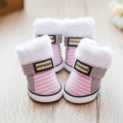 LOS ANDES Warm Winter Little Pet Dog Boots Skidproof Soft Snowman Anti-Slip Sole Paw Protectors Small Puppy Shoes 4PCS
