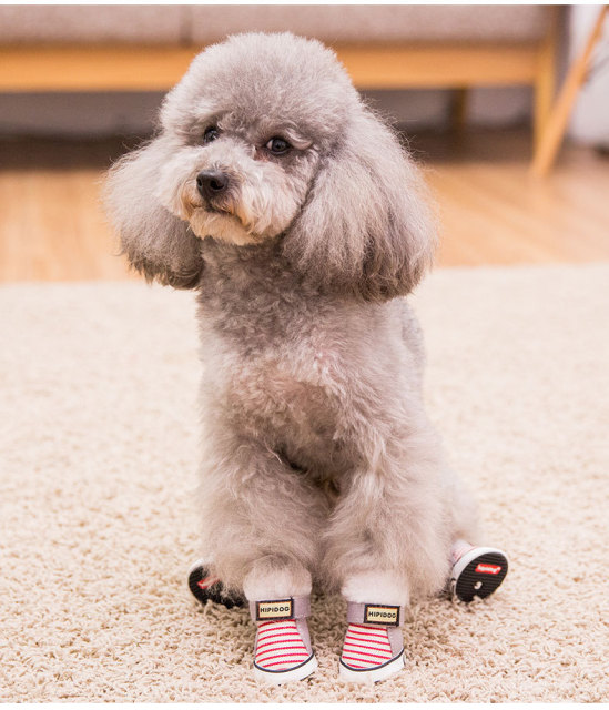 LOS ANDES Warm Winter Little Pet Dog Boots Skidproof Soft Snowman Anti-Slip Sole Paw Protectors Small Puppy Shoes 4PCS