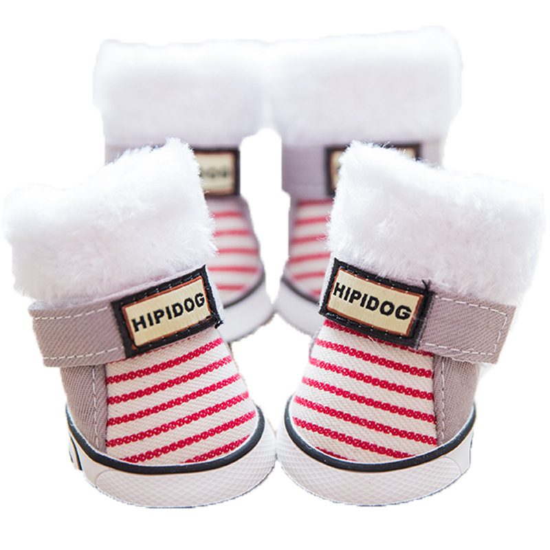 LOS ANDES Warm Winter Little Pet Dog Boots Skidproof Soft Snowman Anti-Slip Sole Paw Protectors Small Puppy Shoes 4PCS
