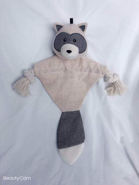 Dog Squeaky Toys, Skinny Squeaky Plush Dog Toy, Fox, Raccoon, Bat and Squirrel