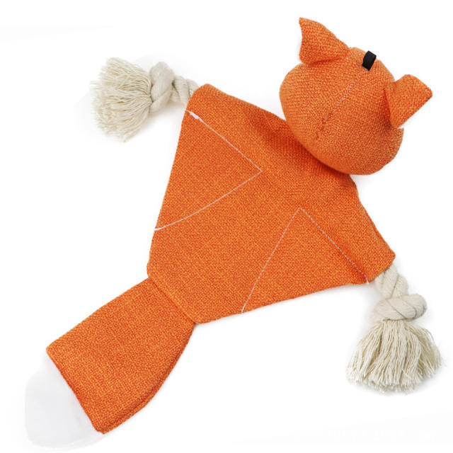 Dog Squeaky Toys, Skinny Squeaky Plush Dog Toy, Fox, Raccoon, Bat and Squirrel