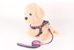 LOS ANDES Soft Touch Denim Harness & Rope Leash -Non-Slip Dog Leash & Adjustable Harness - Pet Body Harness Set for Training, Walking, Running
