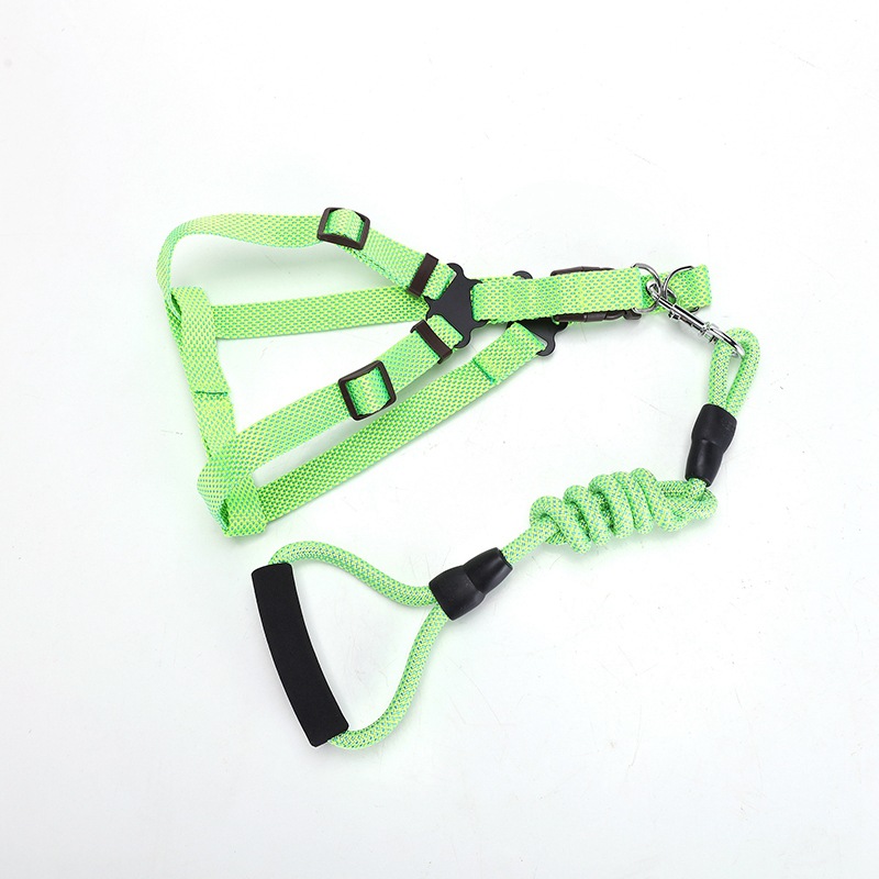 LOS ANDES Soft Touch Harness & Rope Leash -Non Slip Dog Leash & Adjustable Harness - Pet Body Harness Set for Training, Walking, Running