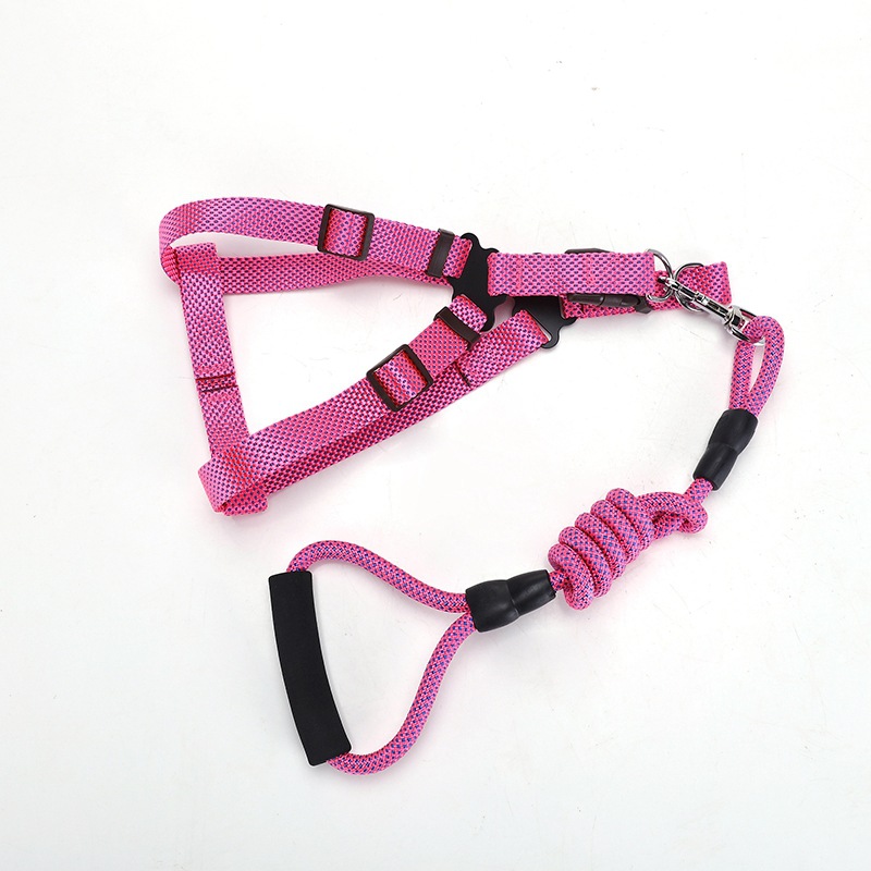 LOS ANDES Soft Touch Harness & Rope Leash -Non Slip Dog Leash & Adjustable Harness - Pet Body Harness Set for Training, Walking, Running