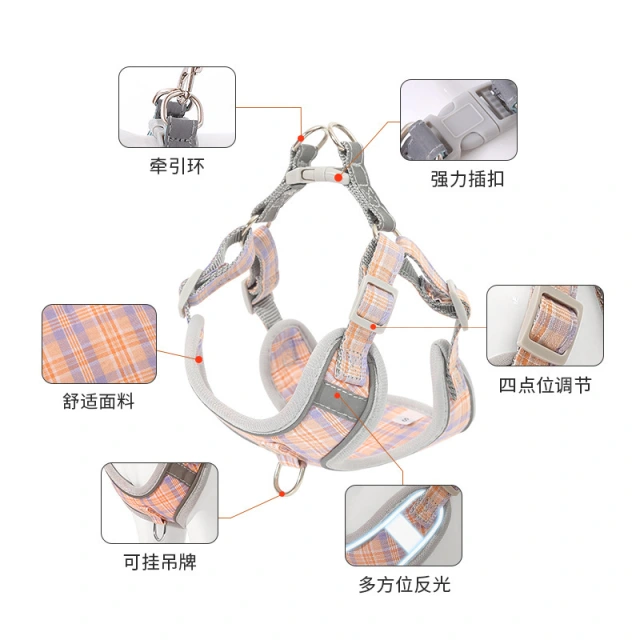 LOS ANDES No Pull Dog Harness with Leash and Collar Set, Adjustable Basic Nylon Step in Puppy Vest Outdoor Walking for Small Medium Dogs