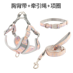 LOS ANDES No Pull Dog Harness with Leash and Collar Set, Adjustable Basic Nylon Step in Puppy Vest Outdoor Walking for Small Medium Dogs