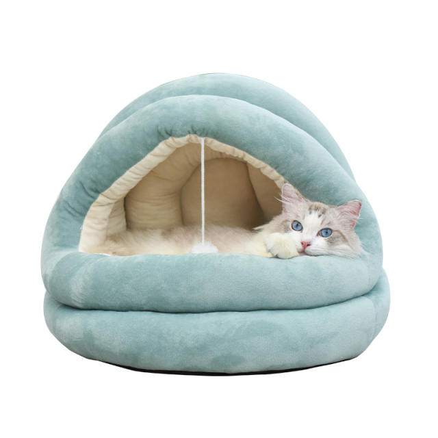 LOS ANDES Dog Beds &amp; Cat Cave Bed with Hooded Cover,Removable Washable Round Beds for Small Medium Pets,Anti-Slip Faux Fur Fluffy Coved Bed for Improved Sleep,Fits up to 15/25 lbs