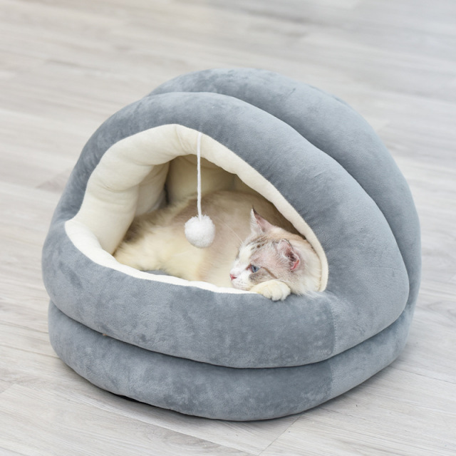 LOS ANDES Dog Beds & Cat Cave Bed with Hooded Cover,Removable Washable Round Beds for Small Medium Pets,Anti-Slip Faux Fur Fluffy Coved Bed for Improved Sleep,Fits up to 15/25 lbs