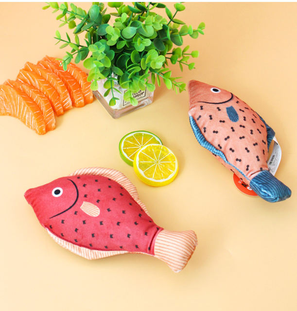 LOS ANDES Catnip Toy, Plush Fish Cat Toy, Cat Chew Toy, Catnip Filled Cartoon Fish for Interactive Kitty Chew Toys Cat Teething Cat Exercise