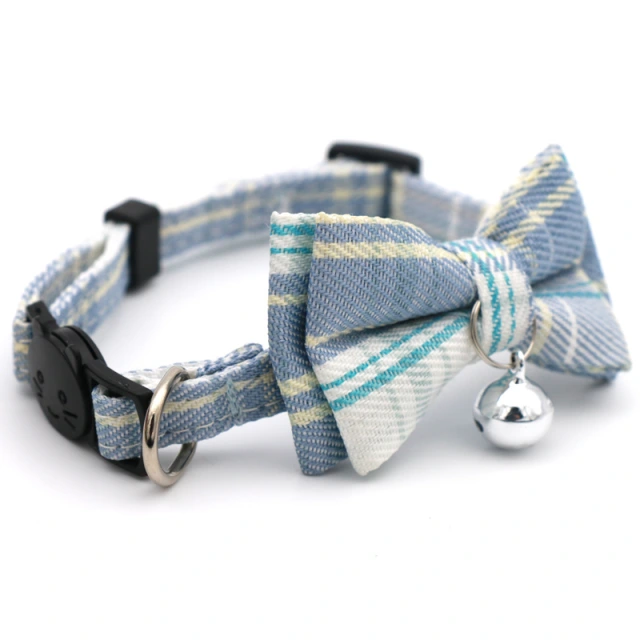 LOS ANDES Cat Collar Breakaway with Cute Bow Tie and Plaid Flower for Kitty Adjustable Safety