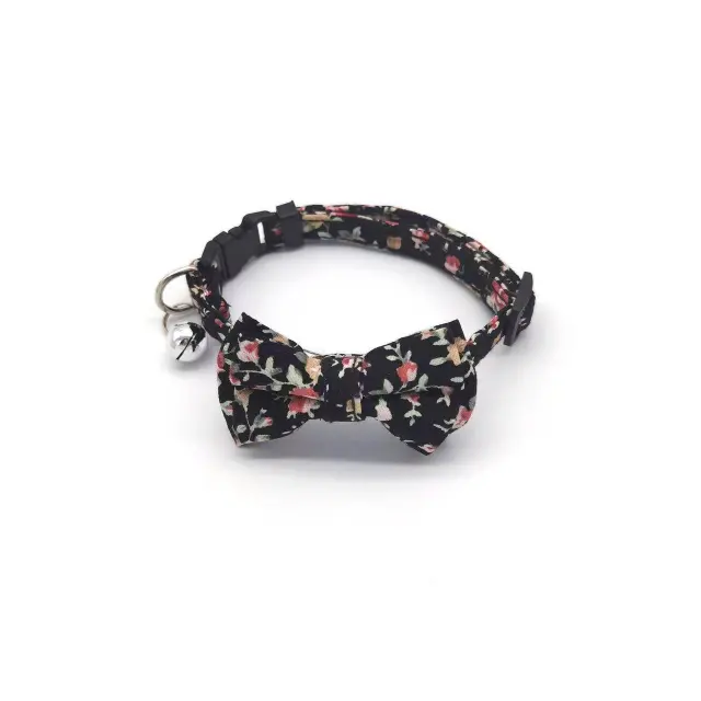 LOS ANDES Cat Collar Breakaway with Cute Bow Tie and Flower Printed for Kitty Adjustable Safety