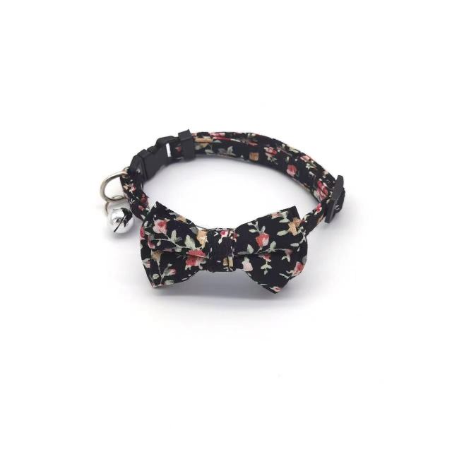 LOS ANDES Cat Collar Breakaway with Cute Bow Tie and Flower Printed for Kitty Adjustable Safety