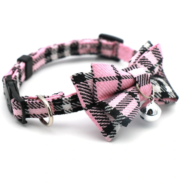 LOS ANDES Cat Collar Breakaway with Cute Bow Tie and Plaid Flower for Kitty Adjustable Safety