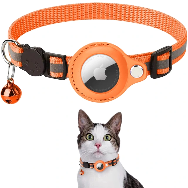LOS ANDES Airtag Cat Collar Breakaway, Reflective Kitten Collar with Apple Air Tag Holder and Bell for Girl Boy Cats