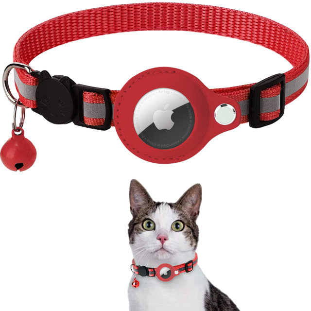LOS ANDES Airtag Cat Collar Breakaway, Reflective Kitten Collar with Apple Air Tag Holder and Bell for Girl Boy Cats