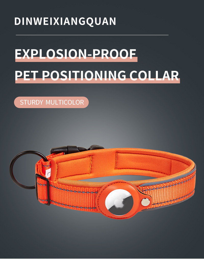 LOS ANDES Reflective AirTag Dog Collar, Padded Apple Air Tag Dog Collar, Heavy Duty Dog Collar with AirTag Holder Case, Adjustable Air Tag Accessories Pet Collar for Small Medium Large Dogs