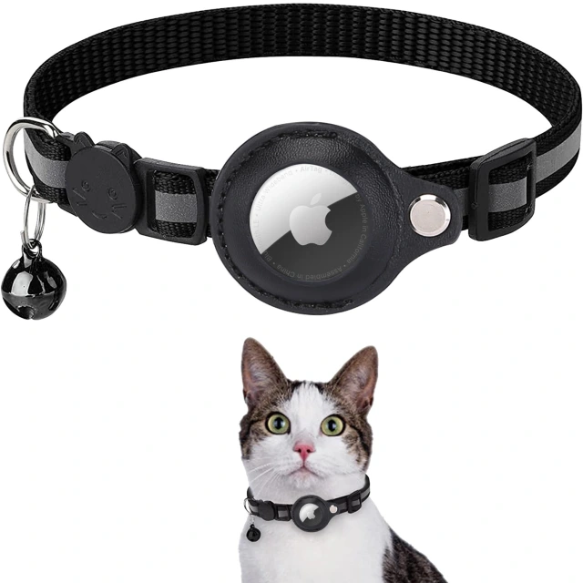 LOS ANDES Airtag Cat Collar Breakaway, Reflective Kitten Collar with Apple Air Tag Holder and Bell for Girl Boy Cats