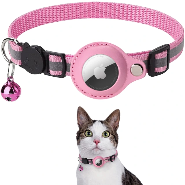 LOS ANDES Airtag Cat Collar Breakaway, Reflective Kitten Collar with Apple Air Tag Holder and Bell for Girl Boy Cats