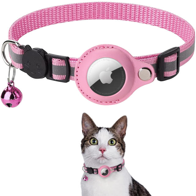 LOS ANDES Airtag Cat Collar Breakaway, Reflective Kitten Collar with Apple Air Tag Holder and Bell for Girl Boy Cats