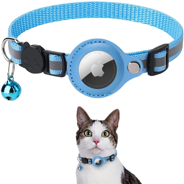 LOS ANDES Airtag Cat Collar Breakaway, Reflective Kitten Collar with Apple Air Tag Holder and Bell for Girl Boy Cats