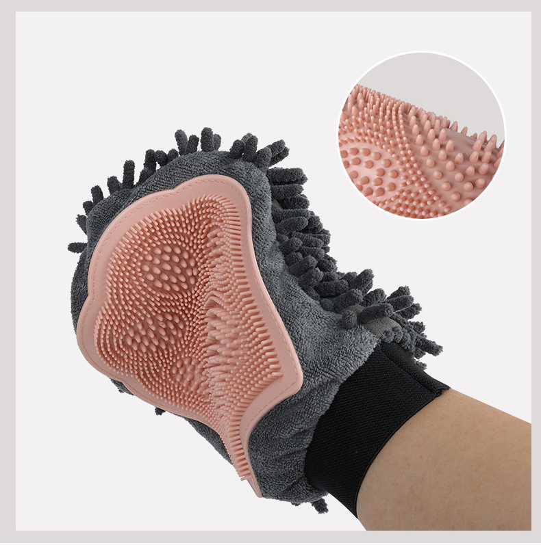 LOS ANDES Dog Grooming Glove Pet Deshedding Brush Gloves Cat Hair Remover Mitt for Pet Massage Long or Short Fur Bathing