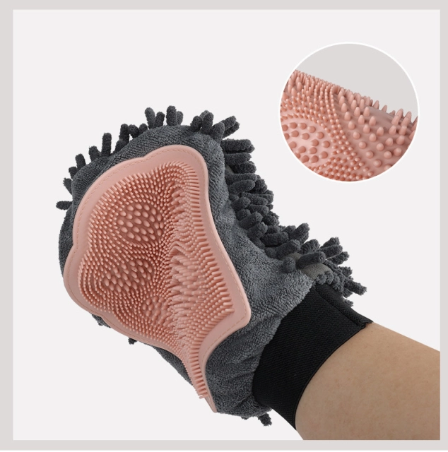 LOS ANDES Dog Grooming Glove Pet Deshedding Brush Gloves Cat Hair Remover Mitt for Pet Massage Long or Short Fur Bathing