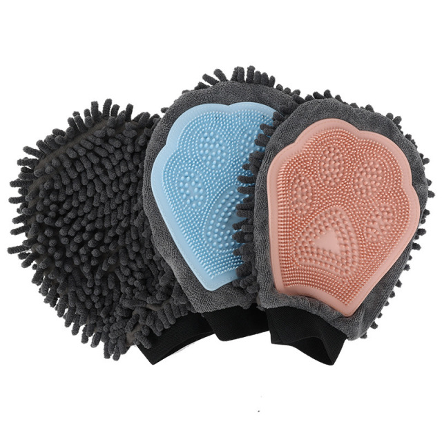 LOS ANDES Dog Grooming Glove Pet Deshedding Brush Gloves Cat Hair Remover Mitt for Pet Massage Long or Short Fur Bathing