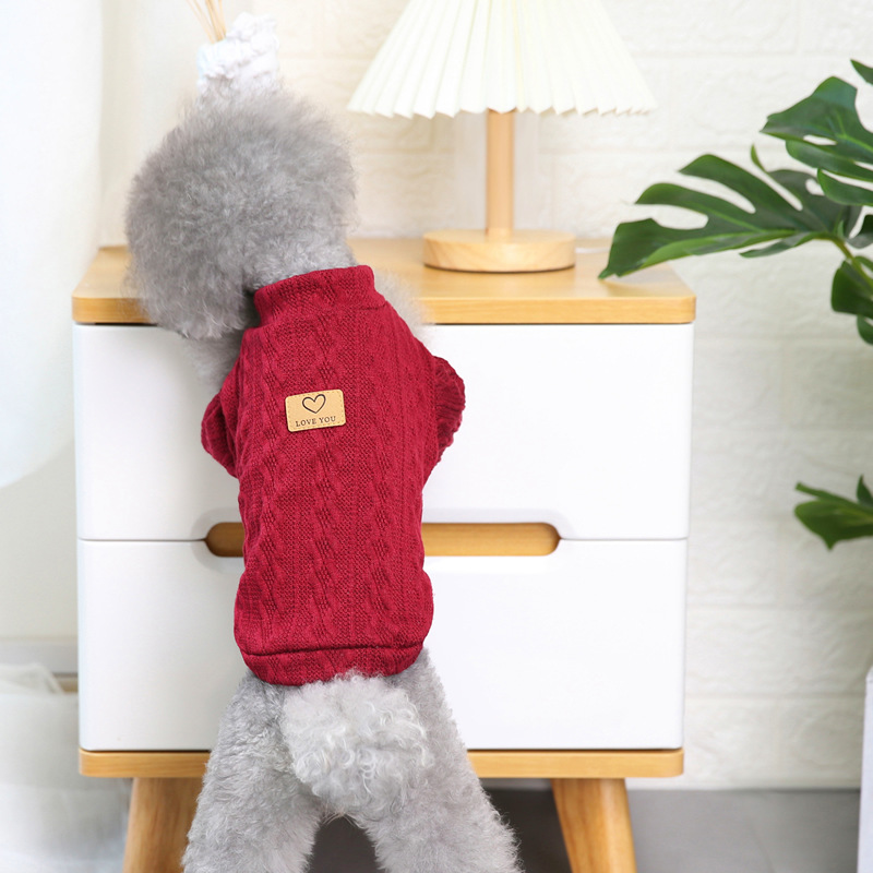 LOS ANDES Dog Clothes Solid Color Dog Sweater Soft Thickening Warm Dogs Clothing Winter Puppy Sweater for Dogs