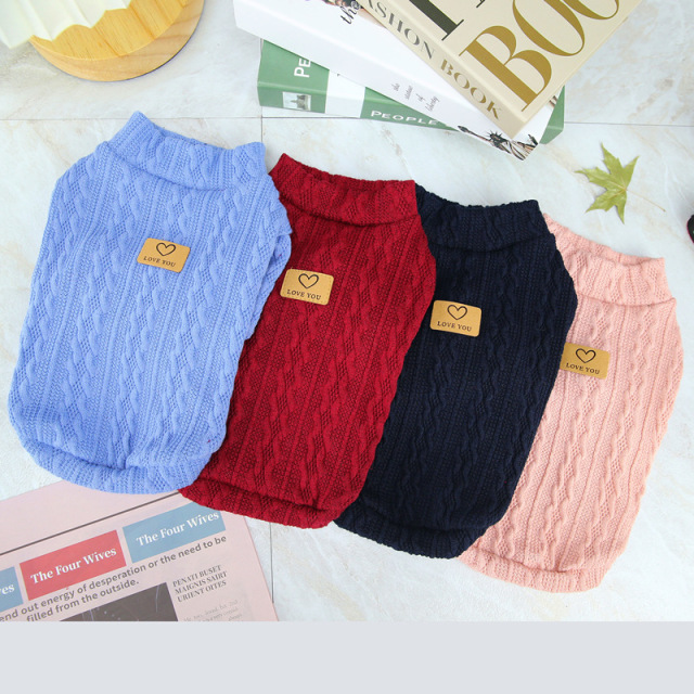 LOS ANDES Dog Clothes Solid Color Dog Sweater Soft Thickening Warm Dogs Clothing Winter Puppy Sweater for Dogs