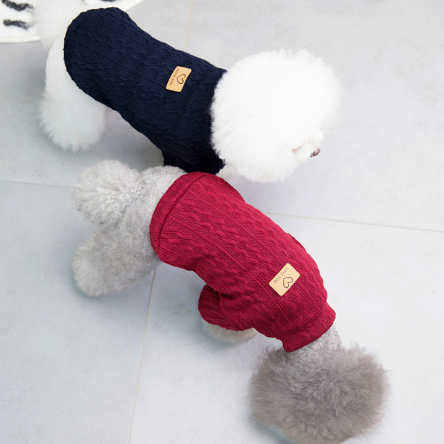 LOS ANDES Dog Clothes Solid Color Dog Sweater Soft Thickening Warm Dogs Clothing Winter Puppy Sweater for Dogs