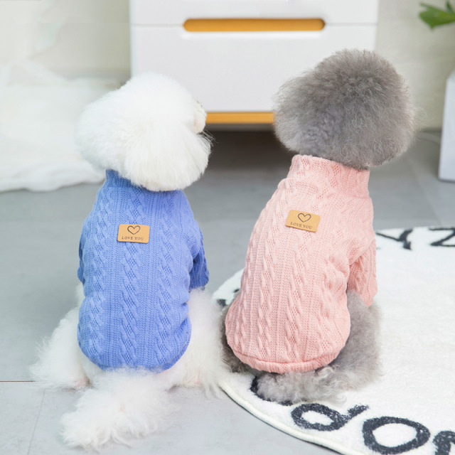 LOS ANDES Dog Clothes Solid Color Dog Sweater Soft Thickening Warm Dogs Clothing Winter Puppy Sweater for Dogs