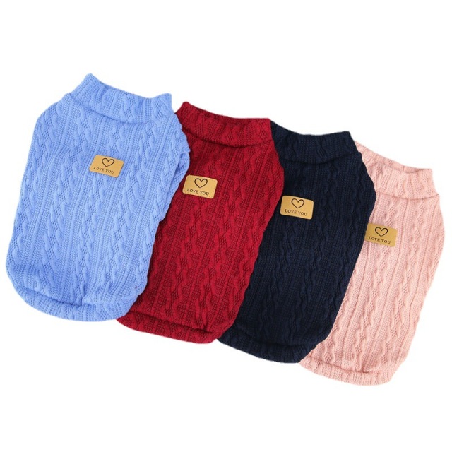 LOS ANDES Dog Clothes Solid Color Dog Sweater Soft Thickening Warm Dogs Clothing Winter Puppy Sweater for Dogs