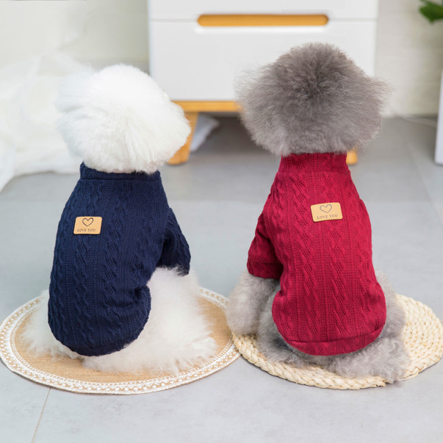 LOS ANDES Dog Clothes Solid Color Dog Sweater Soft Thickening Warm Dogs Clothing Winter Puppy Sweater for Dogs