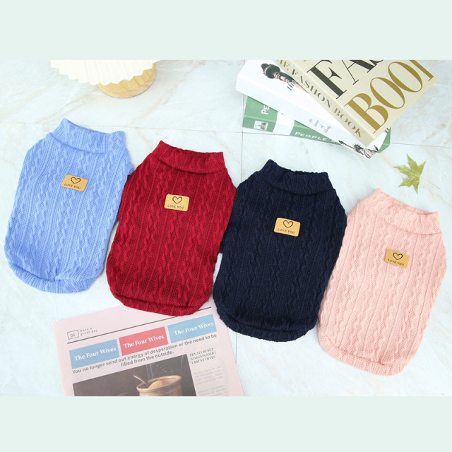 LOS ANDES Dog Clothes Solid Color Dog Sweater Soft Thickening Warm Dogs Clothing Winter Puppy Sweater for Dogs