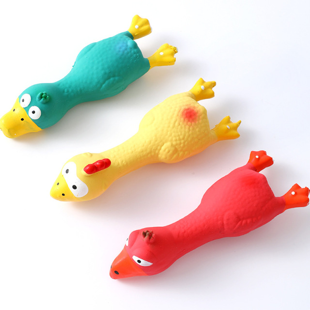 LOS ANDES Rubber Chicken Squeaky Dog Toys for Small, Medium or Large Pet Breeds, Play Fetch, Reduce Separation Anxiety