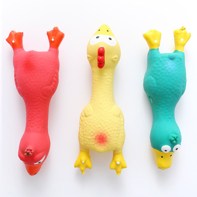 LOS ANDES Rubber Chicken Squeaky Dog Toys for Small, Medium or Large Pet Breeds, Play Fetch, Reduce Separation Anxiety