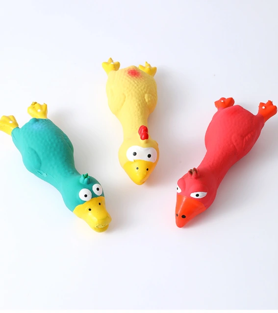 LOS ANDES Rubber Chicken Squeaky Dog Toys for Small, Medium or Large Pet Breeds, Play Fetch, Reduce Separation Anxiety