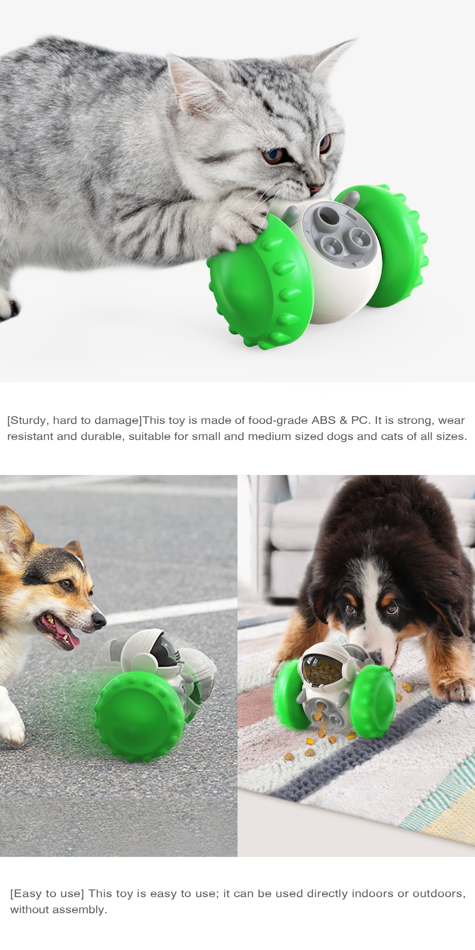 LOS ANDES Dog Treat Toy Interactive Toys to Improve Dog's IQ and Digestion, Food Dispenser Robot Tumbler Shape Toy Slow Eating IQ Treat Toy for Small Medium Dogs