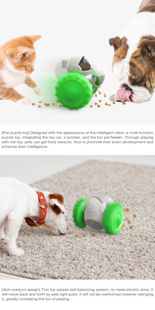 LOS ANDES Dog Treat Toy Interactive Toys to Improve Dog's IQ and Digestion, Food Dispenser Robot Tumbler Shape Toy Slow Eating IQ Treat Toy for Small Medium Dogs