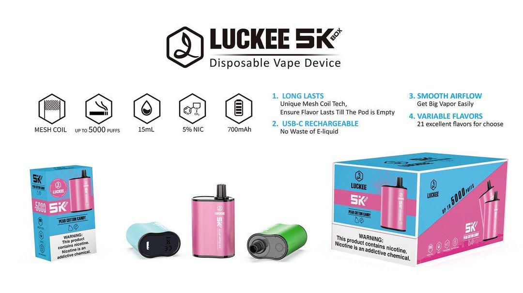 Luckee 5k Box 5000 Puffs Mesh Coil Disposable Pod Device