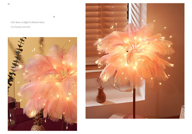 LED feather table lamp