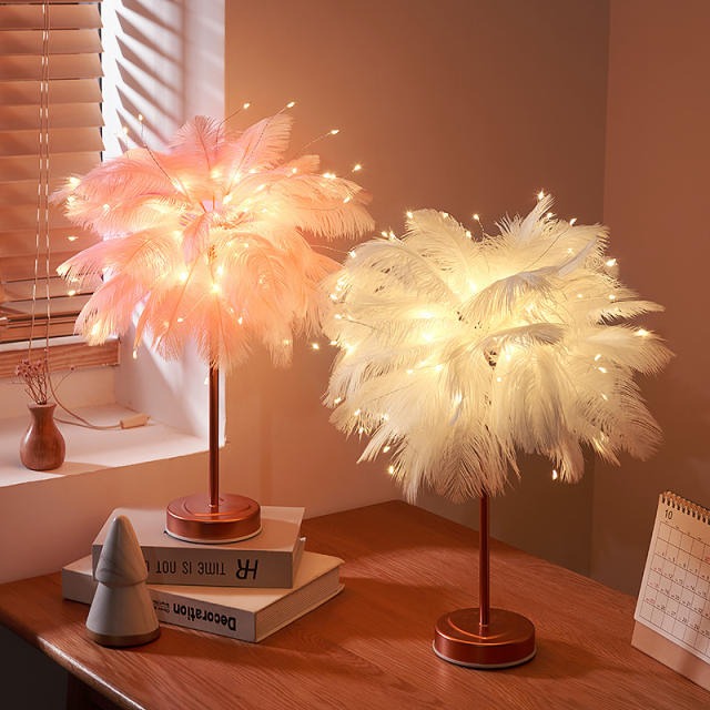 LED feather table lamp