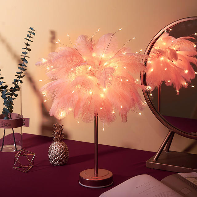 LED feather table lamp